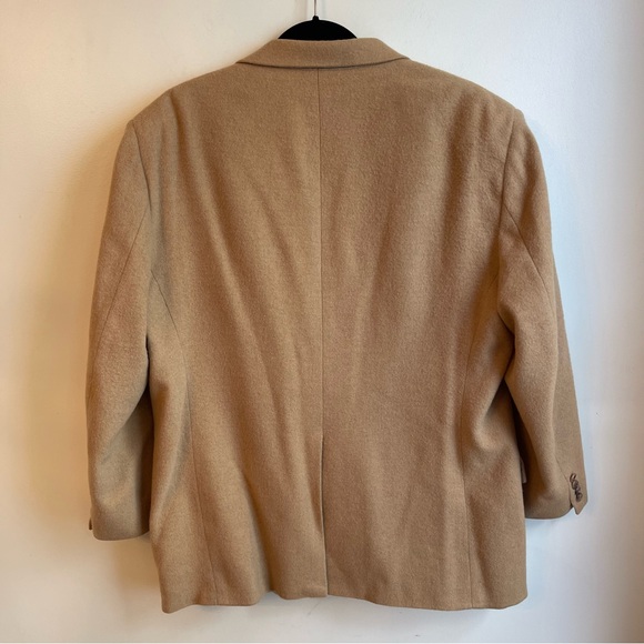 Vintage 80s Club Room 100% Camel Hair Tan Two Button Blazer Jacket Size 46 R - Picture 3 of 8